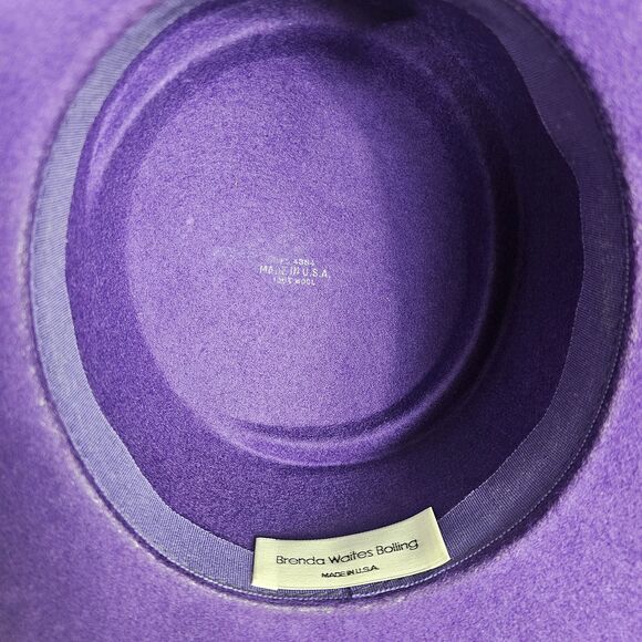 Brenda Waites Bolling Small Purple Wool Felt Hat Tulle Brim main image 8